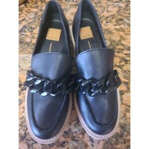 Dolce Vita Haris Loafers Women's 8.5 Black Leather Lug Sole Platform